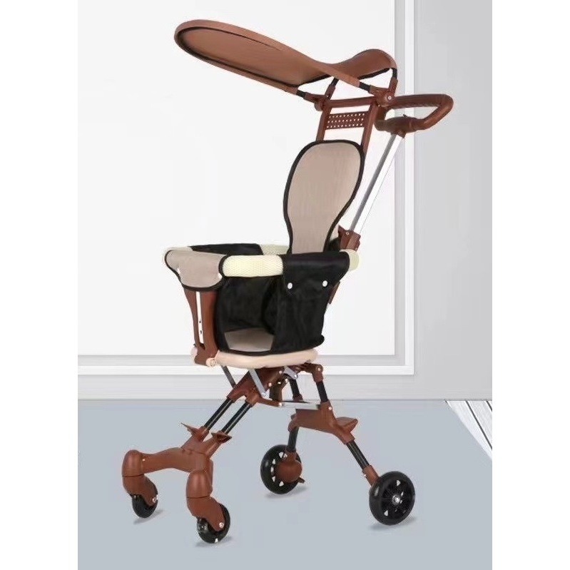 Xe Đẩy Gấp Gọn Có Mái 520 MÀU NÂU BTBT