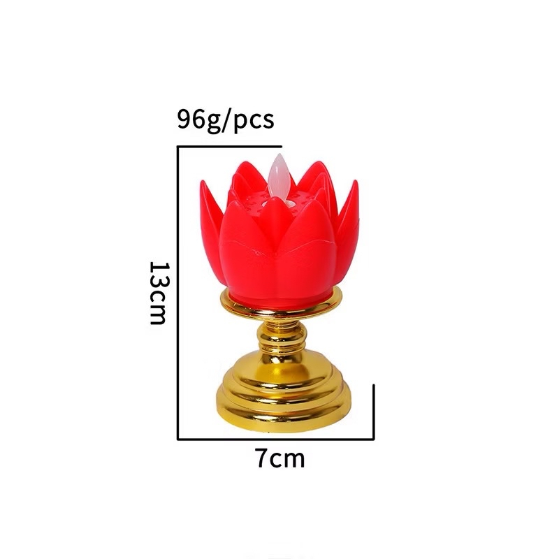 Nến Điện Tử Hoa Sen Liền Đế trang trí ban thờ Phật, ánh sáng dịu nhẹ, sang trọng 2 màu vàng và đỏ.