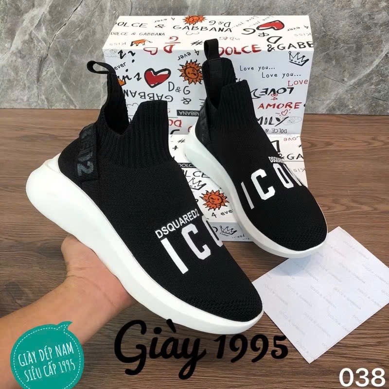 Giày nam DSQ chun cao cổ phối đồ siêu đẹp - Giày DSQ cao cổ cho nam Cao Cấp