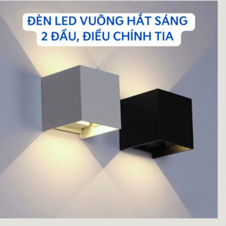 (Vỏ hợp kim nhôm) Đèn LED vuông gắn tường 6W, thiết kế hiện đại 2 đầu chỉnh góc, BH 12 tháng