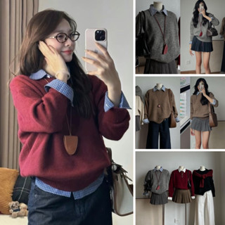 [HÀNG SẴN ] Áo len trơn cổ tròn basic form rộng bảng màu đẹp dễ mix đồ