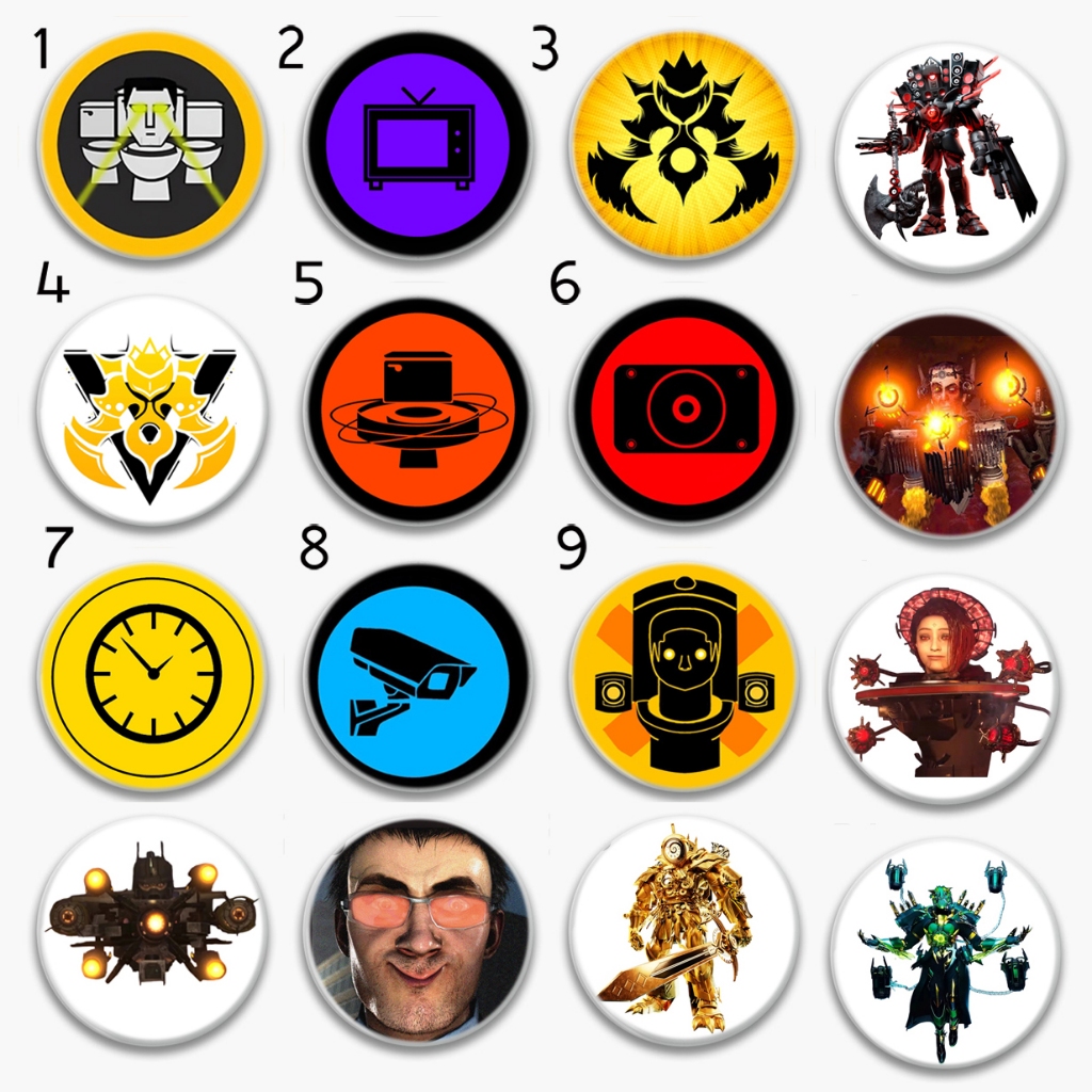 Huy hiệu in hình Skibidii Toilett Cameraman tv man Titan Speakerman quái vật G MAN nhiều mẫu