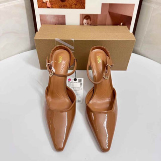giày nữ đế nhọn quai thun nhẹ inbox size Giày cao gót Z mũi nhọn vải lưới thêu hoa phong cách tiểu thư Mary Jane