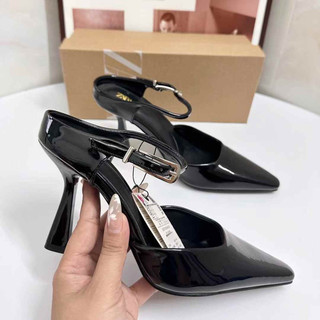 giày nữ đế nhọn quai thun nhẹ inbox size Giày cao gót Z mũi nhọn vải lưới thêu hoa phong cách tiểu thư Mary Jane