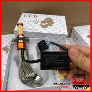 Bóng LED pha H4-M5 siêu sáng 3 tim tản nhiệt đuôi công AC-DC 12v-24v 40w Ánh Sáng Cực Mạnh