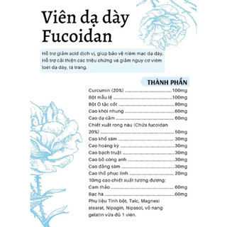 Viên Dạ Dày Fucoidan -Hỗ Trợ  Bảo Vệ Niêm Mạc Dạ Dày, Viêm Loét Dạ Dày, Tá Tràng, Ợ Hơi, Ợ Chua