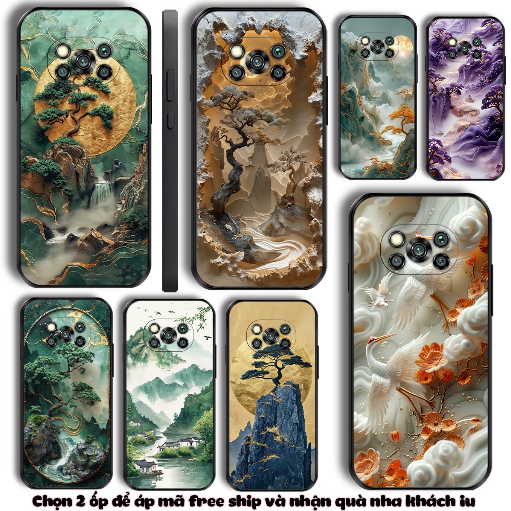 Ốp lưng Xiaomi Poco X3 , Poco X3 Pro phong cảnh thuỷ mạc Shi Case