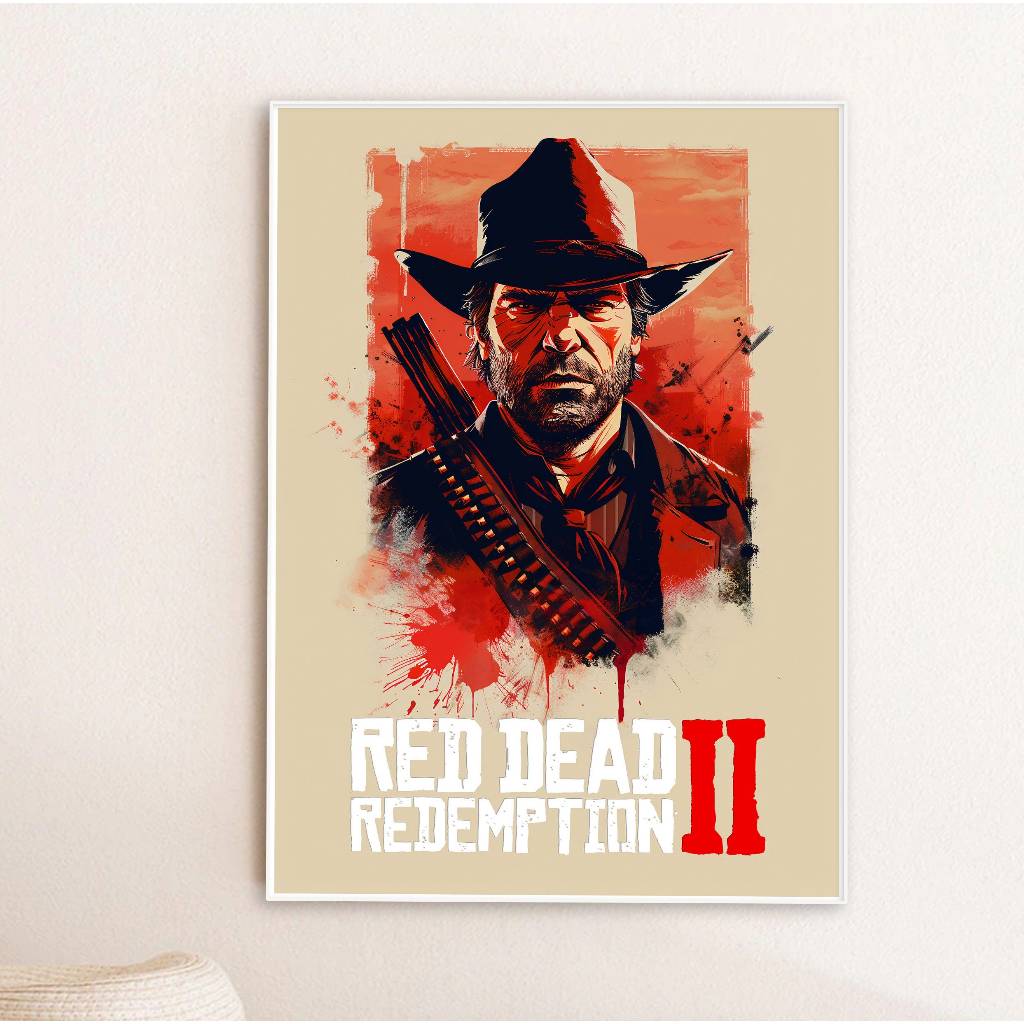 Gaming Poster Tranh RDR2: Arthur Morgan, Cowboy with a gun - Có Sẵn Keo Dán - Có cán bảo vệ ảnh - Bề