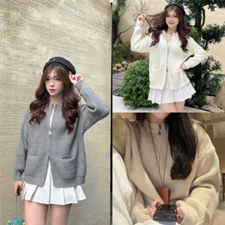 Áo khoác len kéo khoá 2 đầu có hai túi ẩn  SUMIISHOP QC06 Nữ Women