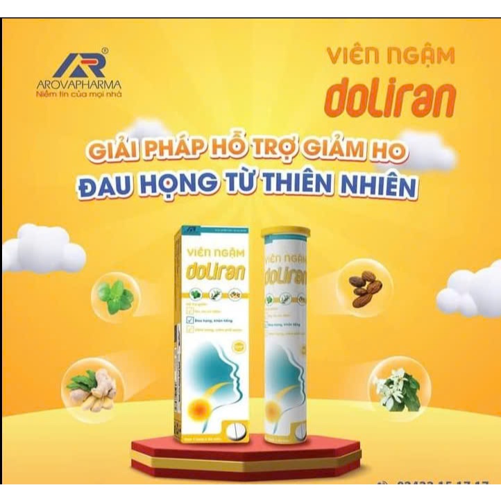 Viên ngậm ho Doliran gi,ả,m nhanh ho, vi.êm họng, viê.m phế quản, dùng tốt cho bà bầu