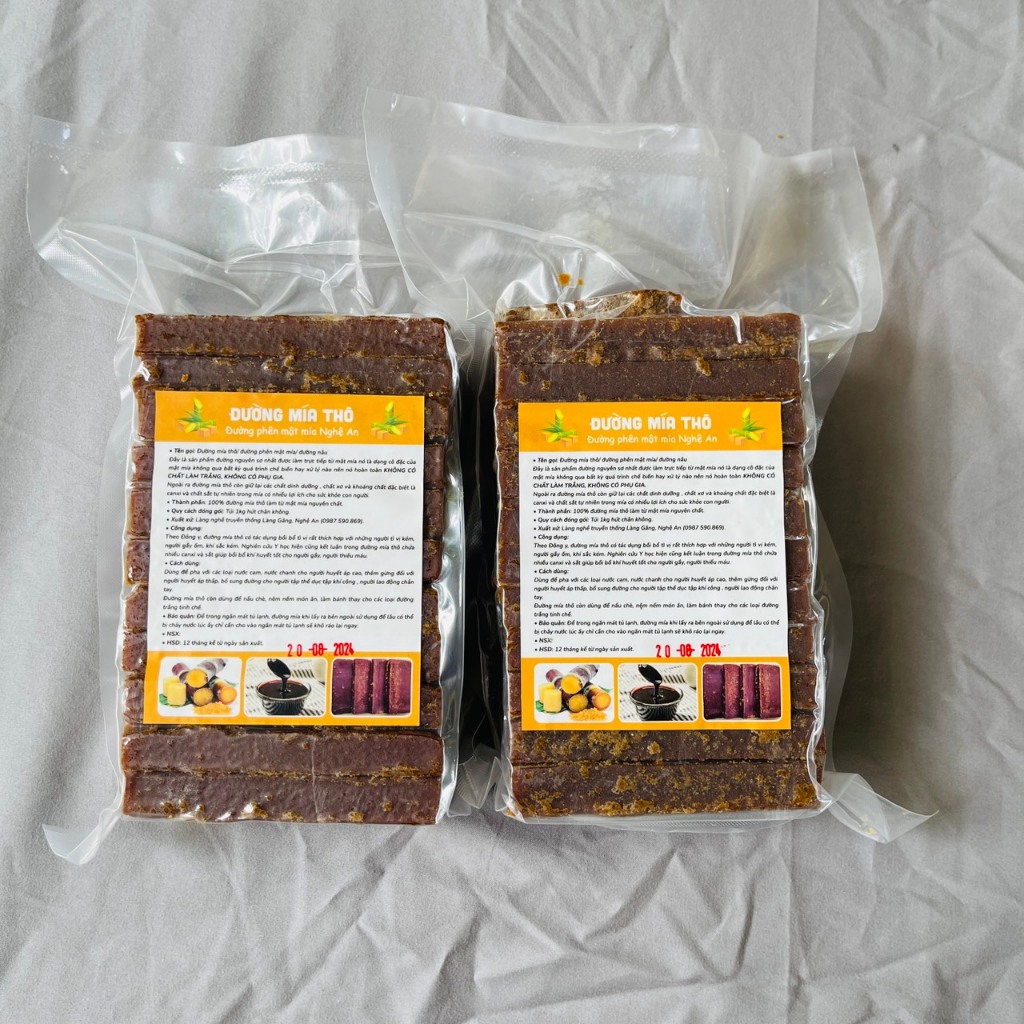 Combo 2Kg Đường Mía Thô Nguyên Chất, Đường Nâu Cô Đặc Từ Mật Mía Không Pha Trộn Không Hoá Chất