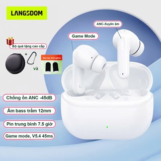 Tai Nghe Bluetooth Gaming Langsdom TA08, V5.4, Chống ồn chủ động ANC, Bass nội lực, Pin 7.5h,Míc ENC