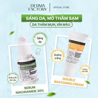 Combo Sáng da mờ thâm, giảm viêm, chống oxy hóa Derma Factory (Double Whitening Cream + Niacinamide 20% Serum)