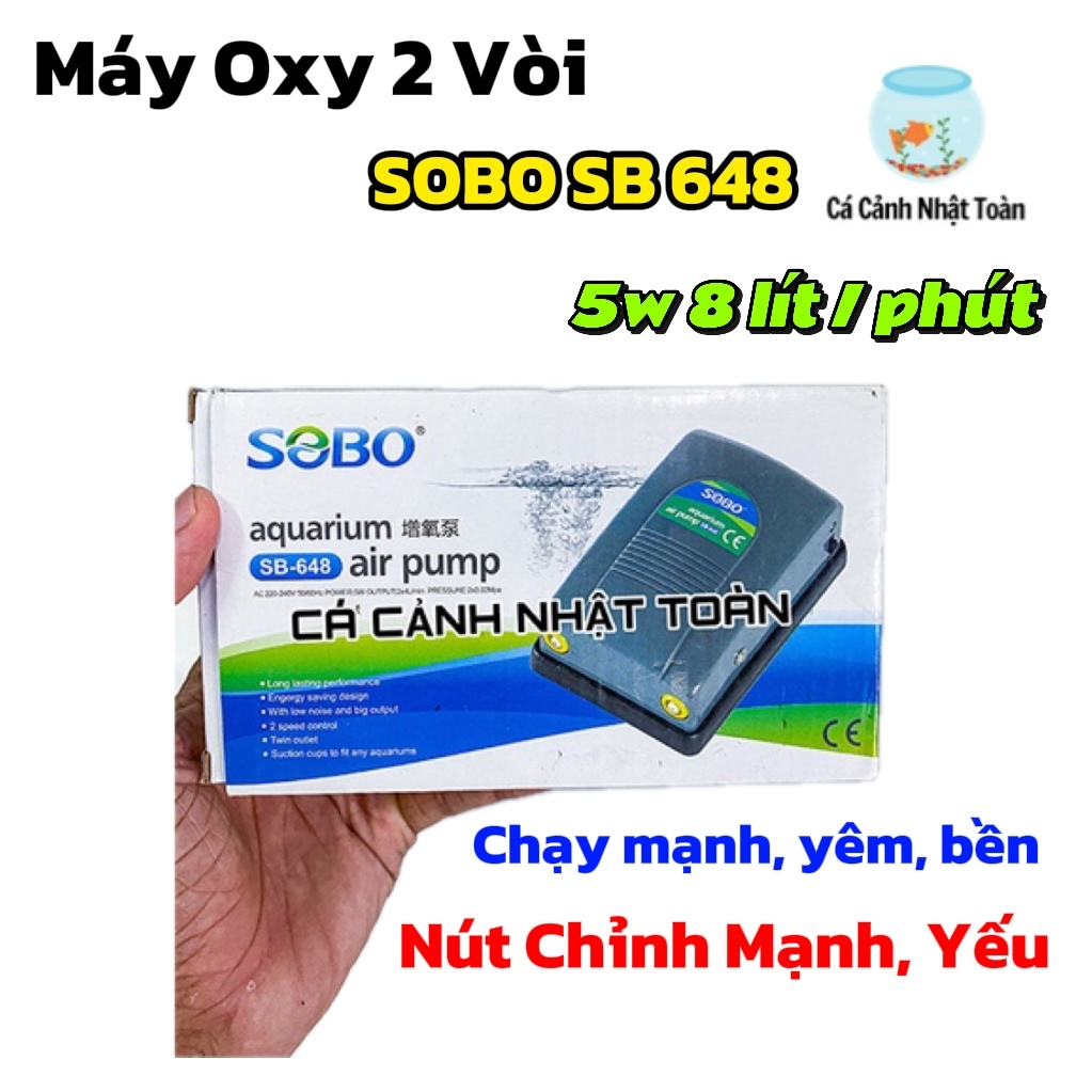 MÁY TẠO OXY 2 VÒI SOBO SB 648 DÂY VÀ SỦI OXY CHO BỂ CÁ CẢNH