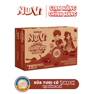 (VỊ MỚI) THÙNG 48 HỘP 100ml/ 170ml NuVi Sữa Tươi Tiệt Trùng Vị Đường Đen Có Thạch - NUTIFOOD SHOP