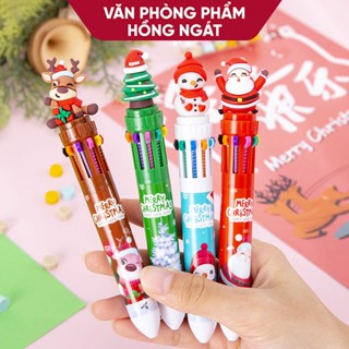 Bút bi 10 ngòi nhiều màu cute dễ thương chủ đề giáng sinh, đồ dùng học tập văn phòng phẩm làm quà noel N099