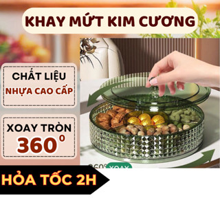 Khay Mứt Kim Cương Tết, Khay Đựng Bánh Kẹo Tết Xoay 360 Độ Sang Trọng