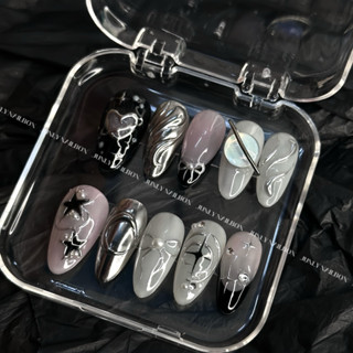 Nailbox Thiết kế, Móng Tay Giả, Ngôi Sao Đen Hồng Y2K vừa chất vừa xinh 339(ảnh thật shop chụp)