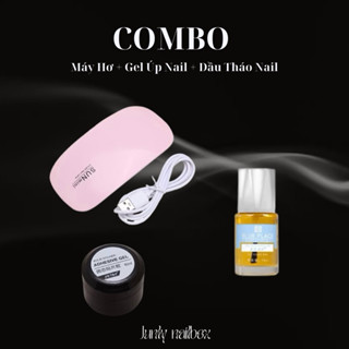 COMBO MÁY HƠ (Màu Ngẫu nhiên), DẦU THÁO MÓNG CHÍNH HÃNG, MÁY HƠ MINI, GEL ĐỊNH HÌNH DÁN NAILBOX