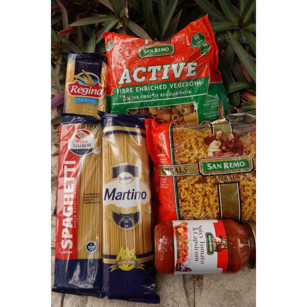 COMBO QUÀ TẶNG: 1 REGYNA 400GR + 1 MASRYA 500GR + 1 MARTINO 500GR + 1 SỐT 500GR + 1 NUI ỐNG 500GR + 
