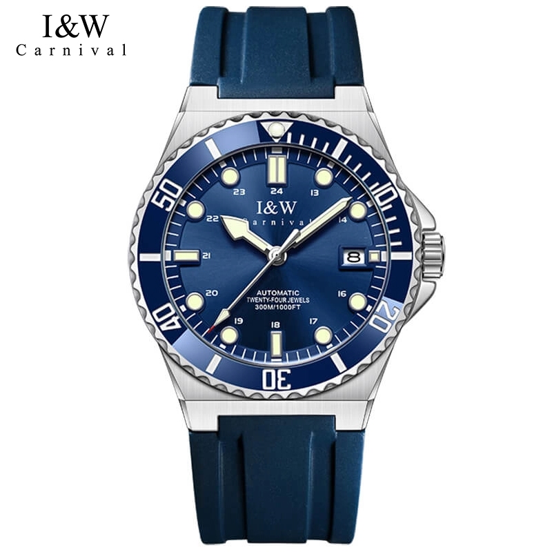 Đồng hồ nam chính hãng Dây Cao Su I&W Carnival IW726 IW726G 726 726G máy cơ Miyota mặt kính sapphire