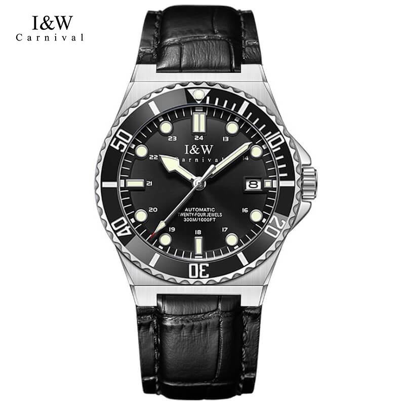 Đồng hồ nam chính hãng Dây Da I&W Carnival IW726 IW726G 726 726G máy cơ Miyota mặt kính sapphire