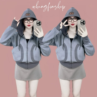 Áo Khoác Nữ Hằng Fin PC Cotton Mix Thun Gân Viền Kiểu Mới, Thêu Logo Nón, Đủ 6 Túi Tiện Lợi, Kiểu Dáng Trẻ Trung