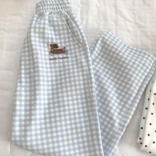 (ẢNH THẬT Ở CUỐI) QUẦN ỐNG XUÔNG LÓT NHUNG KẺ CARO HÌNH THÊU