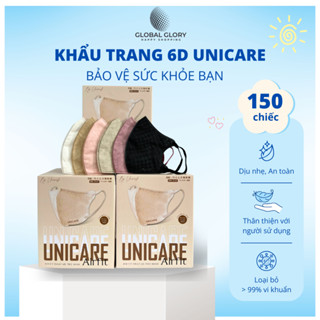 Thùng 150 chiếc khẩu trang kháng khuẩn 6D Unicare Pro Mask, quai đeo thoải mái, ngăn bụi mịn, chống tia UV