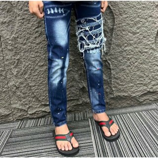 Quần dài jean nam DSQ 4 Cúc, quần jean nam phối họa tiết khuyết tật mài xước tua rua co dãn hàng cao cấp, mẫu mới