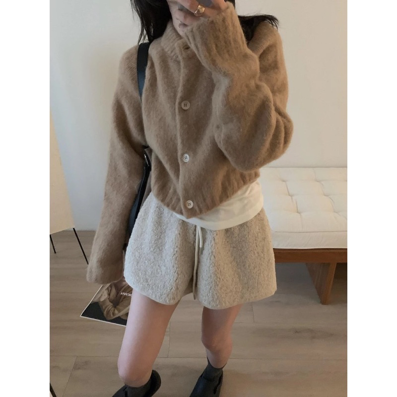 Quần Sooc Ống Rộng Lông Cừu Có Túi”Hanni”siêu xinh style Douyin | BigBuy360 - bigbuy360.vn