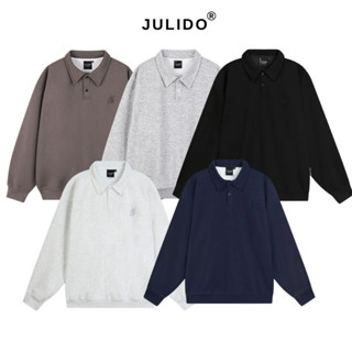 (Fom rộng)Áo nỉ cổ bẻ Sweater JULIDO nỉ 2 da nam nữ unisex - GVW