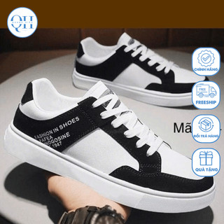  Giày Sneaker nam màu trắng phối đen năng động cá tính kiểu dáng Hot Trend 2024 - Quang Hiếu Store - Q32 