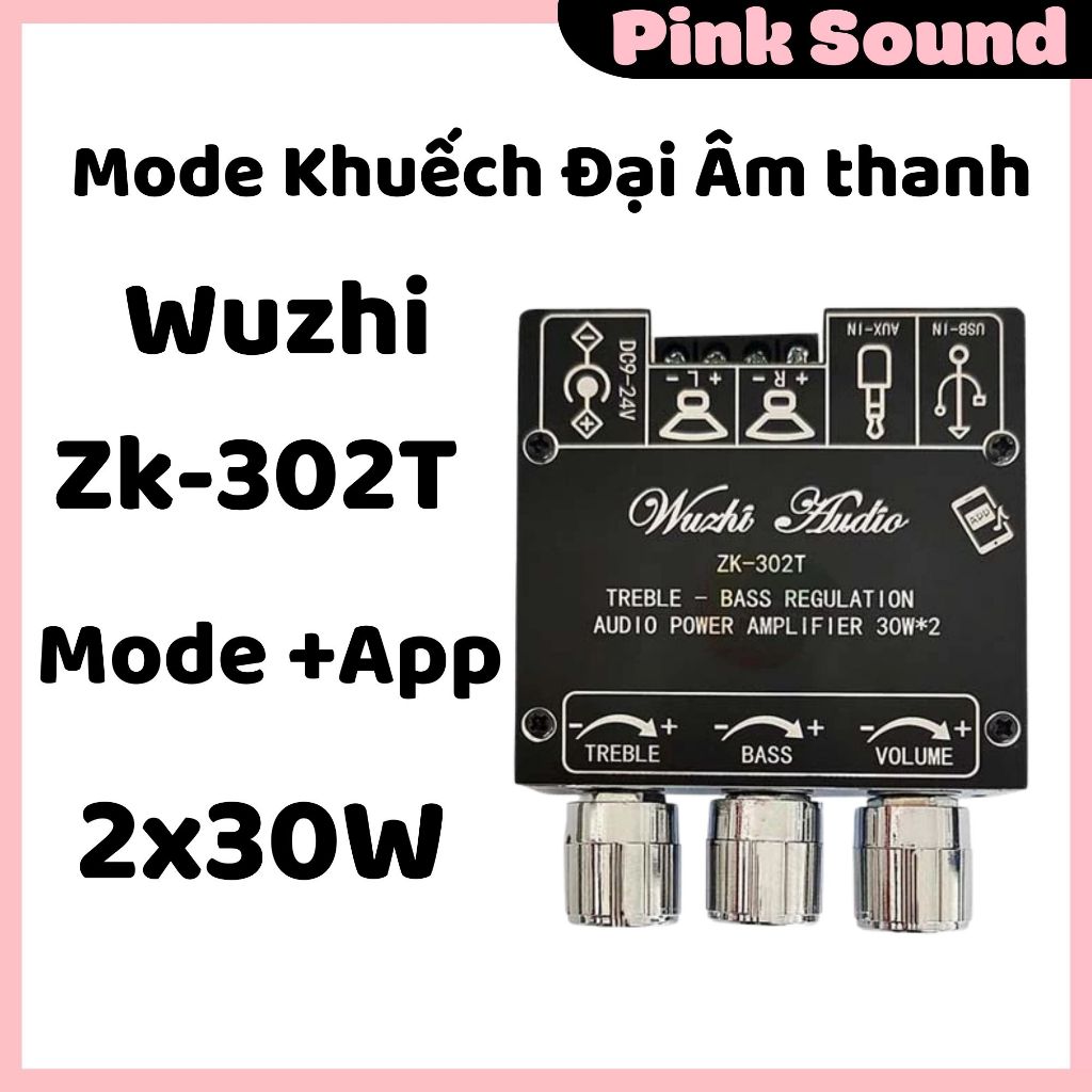 Mạch khuếch đại âm thanh Wuzhi ZK-302T 2x30W Bluetooth 5.0