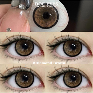 Kính áp tròng Doe Eyes Lens Diamond Brown có cận 0 - 7 kèm khay dụng cụ