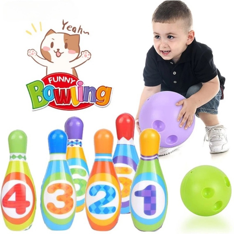 Bộ boling cho bé gồm 6 boling và 2 banh y hình