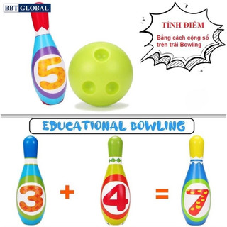 Bộ boling cho bé gồm 6 boling và 2 banh y hình