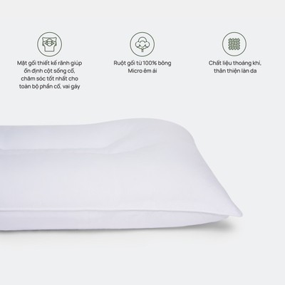 [Everon] Ruột gối thư giãn cổ Micrelax, chống ngáy, chống đau đầu, nhiều kích thước (Độ cao 10cm, 12cm.Độ mềm trung bình