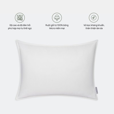 Ruột gối siêu êm Everon Micro ( bông Micro cao cấp), (Độ cao: 20cm, siêu mềm)