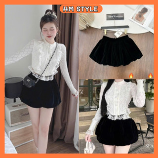 Chân váy nhung dáng bí phồng cạp chun có quần bảo hộ CV148