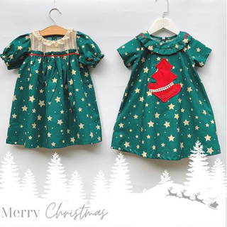  Đầm Noel cho bé gái chất linen pha cotton thoáng mát 