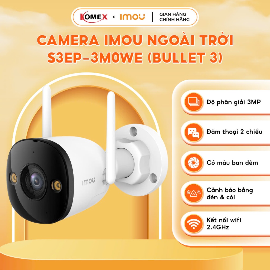 Camera IMOU ngoài trời F32FP 3MP/ F52FP 5MP (BULLET 2E) chuẩn chống nước IP67 tích hợp đèn báo | BigBuy360 - bigbuy360.vn