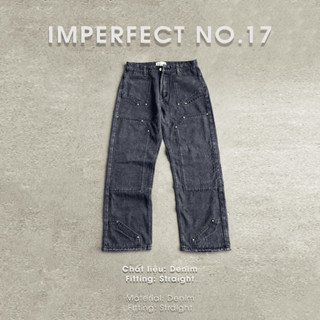 Quần Doubleknee jean ống suông gấu quần túi