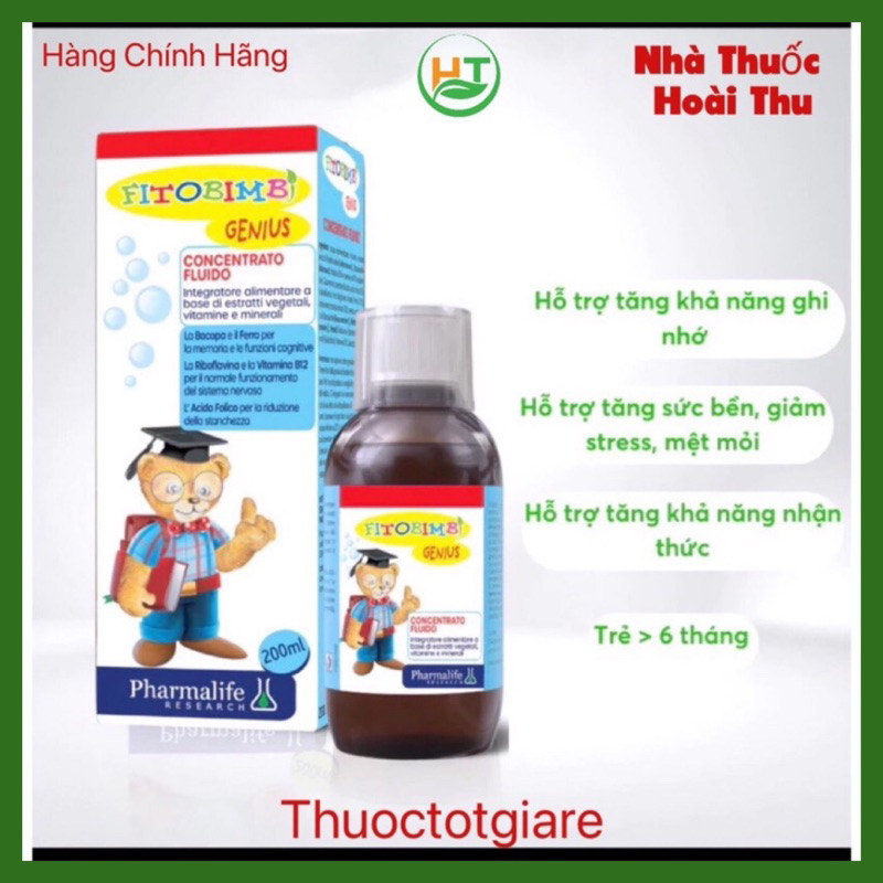 Fitobimbi Genius - Hỗ trợ tăng cường khả năng nhận thức, ghi nhớ ,giảm mệt mỏi cho bé ( Ý )
