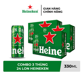  ĐỘ CỒN 5% - HỎA TỐC HCM - Combo 3 Thùng 24 lon bia Heineken 330ml lon 