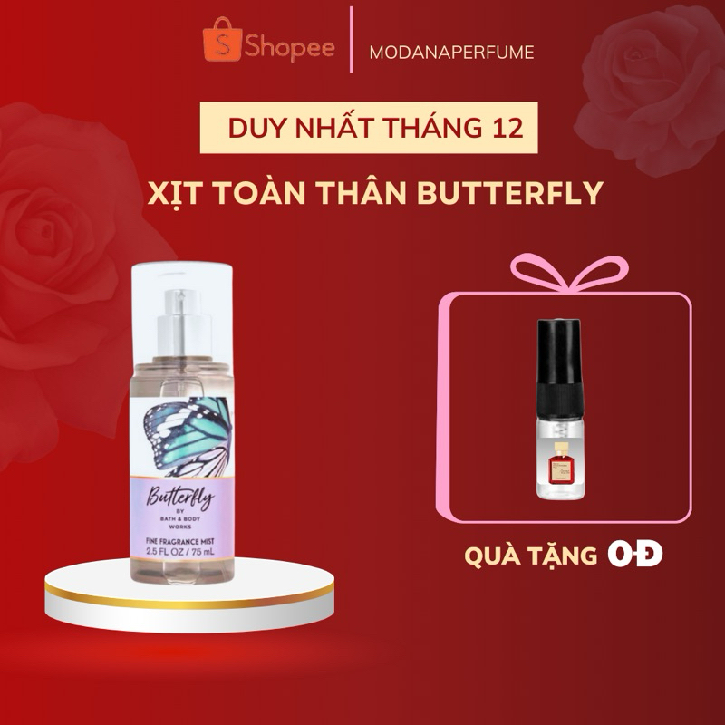 Xịt thơm toàn thân cho nữ chuẩn Mỹ Butterfly trẻ trung đi học thơm nhẹ