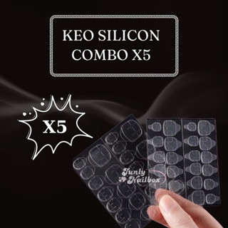 Combo 5 Miếng Dán silicon Móng Úp 24 Ngón , Keo Chai Dán Móng Nailbox Mini