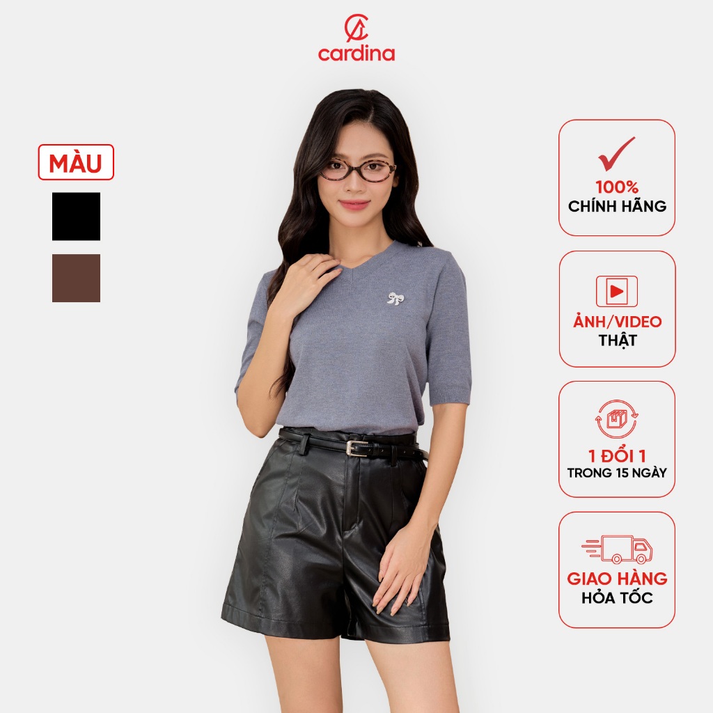Quần short nữ CARDINA chất liệu da mềm kèm đai cạp cao tôn dáng thời trang trẻ trung hiện đại 4QSA09