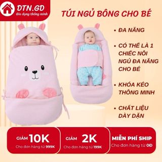Túi Ngủ Cho Bé Sơ Sinh Mùa Đông, Nôi Ngủ Đa Năng, Màu Hồng Bông Dày Dặn Có Thể Tháo Rời