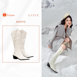 Giày Boot Nữ Cao Cổ Mũi Nhọn Đế trụ 6cm Xu Hướng Thời Trang Hiện Đại ||  LINIE Sarah Knee Boots 2098-99